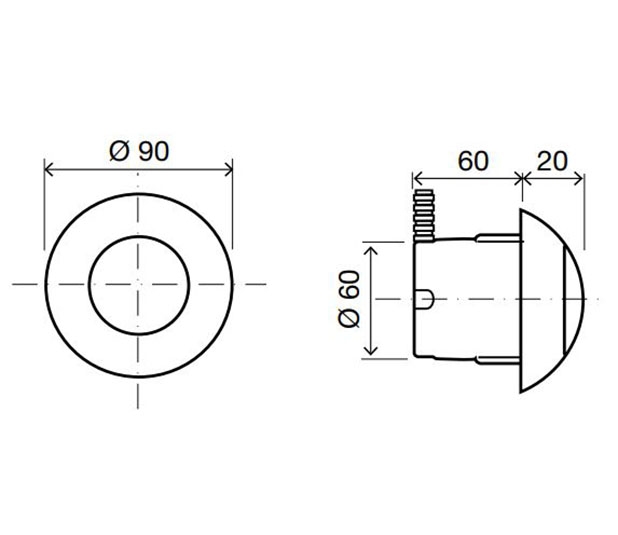 Maßzeichnung-Unterputz-pneumatik-betätigunge-handbetrieben-poliertes-Chrom