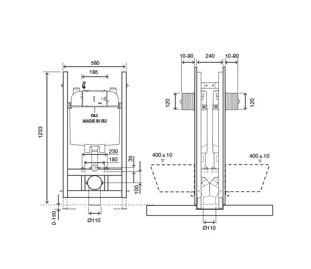 Dimensioned-Drawing-OLI74-Plus-Free-standing-Double-Sanitarblock