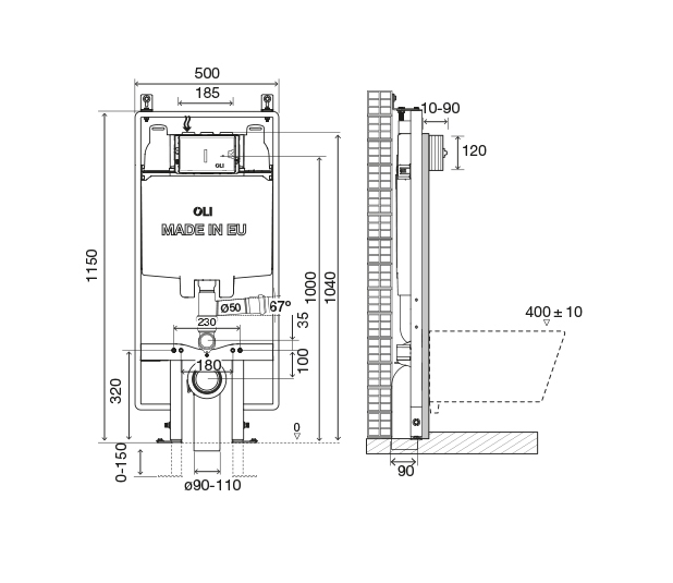 Dimensioned-Drawing-OLI74-Plus-Sanitarblock-Happy-Air