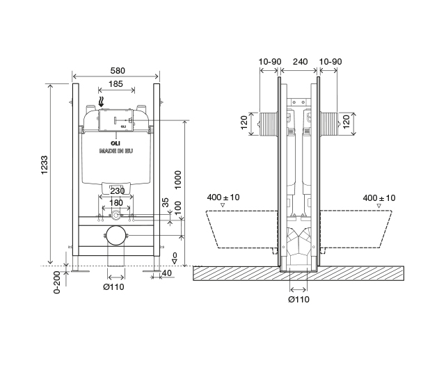 disegno-quotato-OLI74-Plus-doppia-Sanitarblock-Autoportante