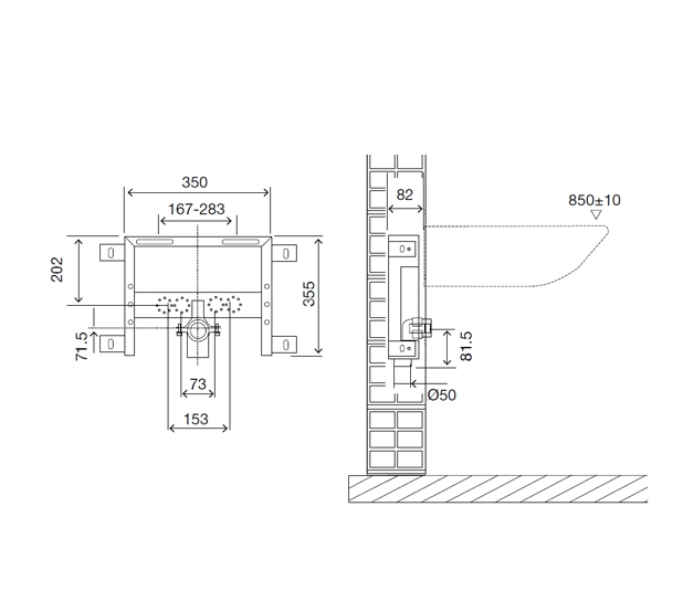 disegno-quotato-Lavabo-simflex